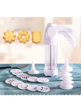 Mucit Home Pratik Kurabiye Ve Bisküvi Yapma Makinesi 18 Parça Krema, Kurabiye Pasta Şekillendirici Pompa Seti 