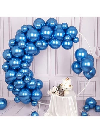 Mucit Home 10 Adet Mavi Krom Balon Seti – 12 inç | Parlak ve Göz Alıcı Parti Balonları