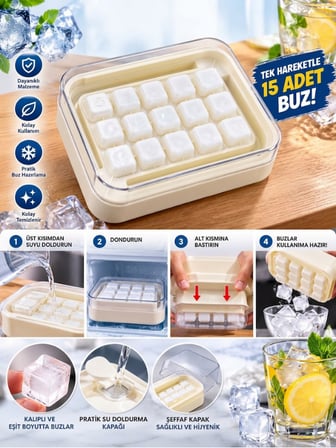 Mucit Home 15 li Buz Kalıbı Otomatik Buz Kalıbı Pratik ve Kolay Buz Hazırlama
