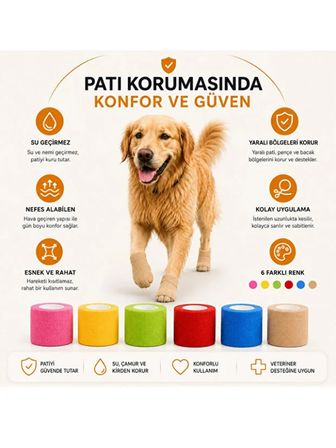 Mucit Home Kedi ve Köpek Pati Bandajı - Su Geçirmez - Kendinden Yapışkanlı