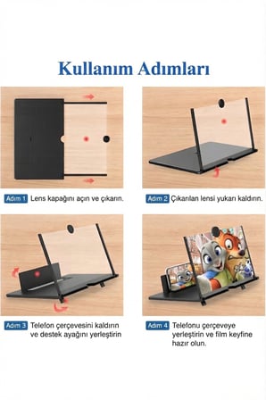 Telefon Ekran Büyüteci  12 İnç Taşınabilir Ekran Büyütücü Stand Katlanabilir Telefon Tutucu 
