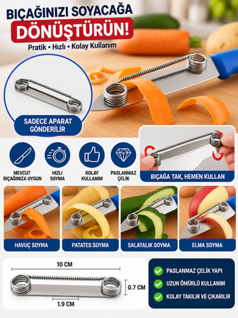 Mucit Home 2 Adet Bıçak İçin Sebze Meyve Soyma Aparatı – Paslanmaz Çelik Yaylı Soyacak Aparatı, Pratik Patates Havuç Salatalık Soyucu