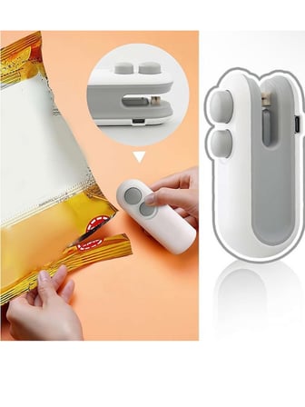 Mucit Home Poşet Kapatıcı Ve Kesici Poşet Mühürleme Aparatı Şarjlı Mini 2in1 Poşet Ambalaj Ağzı Kapatıcı