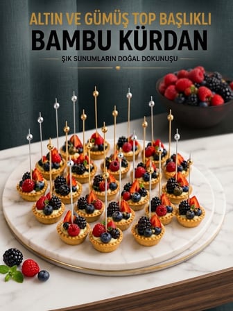 Mucit Home Gold Gümüş Toplu Karışık Kanepe Kürdanı 50 Adet Kokteyl ve Parti Sunum Kürdanı