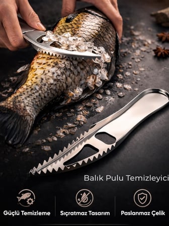 Mucit Home Balık Pulu Temizleme Aleti Ve Gazoz Açıcı Paslanmaz Çelik Balık Pulu Soyucu