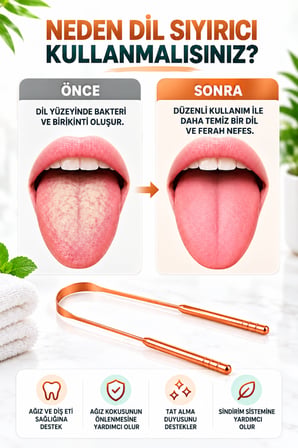 Mucit home %100 Bakır Dil Sıyırıcı Temizleme Aparatı Yoga Dil Kazıma Çubuğu  Temizleyici Kazıyıcı
