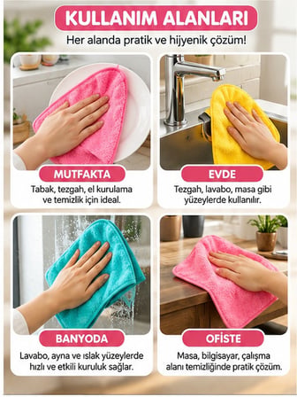 Mucit Home Mutfak Havlusu 3 Adet Süper Emici  Kurutma Havlusu Asılabilir
