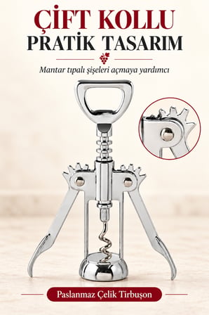 Mucit Home Paslanmaz Çelik Tirbuşon Pratik Sağlam Tirbuşon