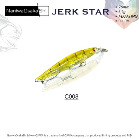 NANIWAOSAKASHI JERKSTAR 70MM 5.2G MAKET BALIK