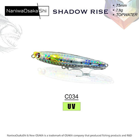 NaniwaOsakaShi Shadow Rise Topwater 75 mm 7.8 gr Su Üstü Maket Balık C011