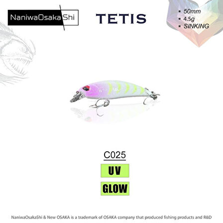 NaniwaOsakaShi Tetis 50mm 4.5gr Sinking Maket Balık C025