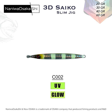 NaniwaOsakaShi 3D Saiko Slim Jig 30Gr C002