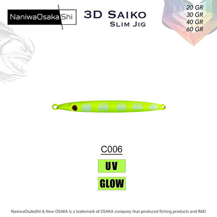 NaniwaOsakaShi 3D Saiko Slim Jig 30Gr C006