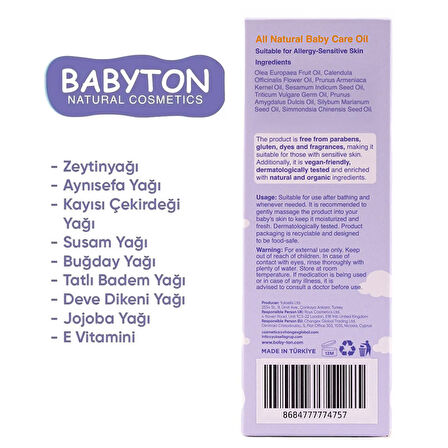 Babyton Doğal Bebek Bakım Yağı 50 ml