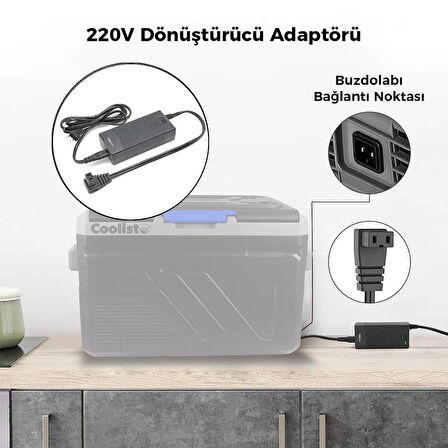 Coolist CLTACDC Kompresörlü Araç Buzdolapları İçin 220Volt/12Volt 6,0Ah Dönüştürücü Adaptör