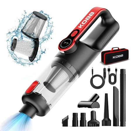 KOBB KBV20 12Volt/ Li-ion Şarjlı Kömürsüz Motor Hibrit Araç Süpürgesi + 8 Parça Aksesuar Seti + Taşıma Çantası 