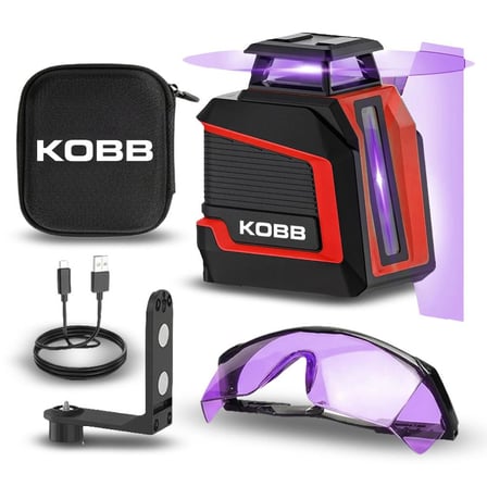 KOBB KBL30P 3.7V Li-ion Yatay 360° ve Dikey Otomatik Hizalamalı Mor Işık Profesyonel Çizgi Lazer
