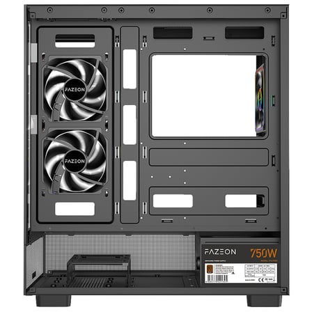 FAZEON F17 750W 80+ Bronze Tempered Glass Mesh 3x ARGB Fanli USB 3.0 Siyah ATX Bilgisayar Kasasi