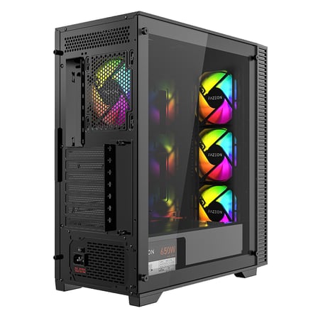 FAZEON F7 650W 80+ Bronze Tempered Glass Mesh 4x RGB Fanli Siyah ATX Bilgisayar Kasasi
