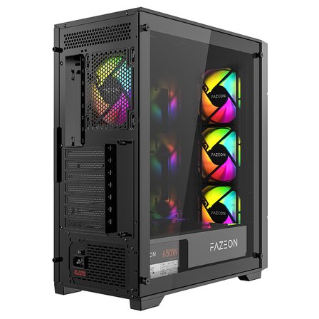 FAZEON F11 PLUS 650W 80+ Bronze Tempered Glass Mesh 4x RGB Fanli Siyah ATX Bilgisayar Kasasi