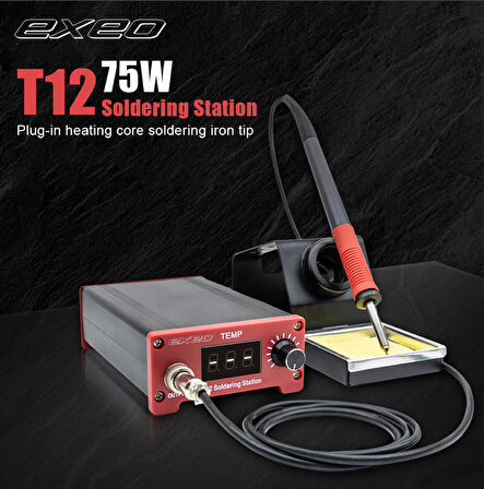 Exeo T12 Dijital Isı Ayarlı Havya Lehimleme İstasyonu Makinası 75W