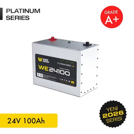 24V 100Ah LiFePO4 Platinum Series Bluetooth'lu Lityum Demir Fosfat Akü/Batarya