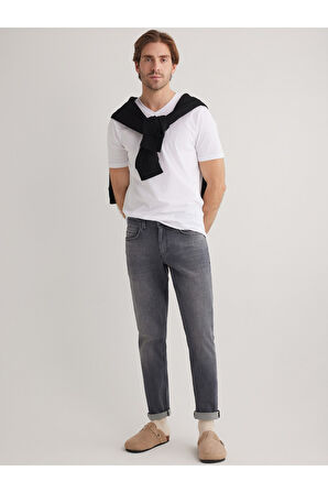 Alex 196 NORMAL BEL GRİ TAPARED SLIM JEANS ERKEK