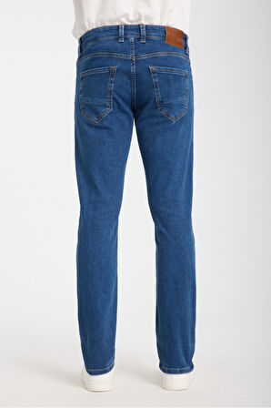 Alex 100 NORMAL BEL MAVİ TAPARED SLIM JEANS ERKEK