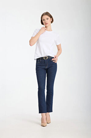 Julia 92 NORMAL BEL KOYU RINSE CROP FLARE JEANS KADIN