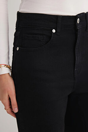 Milan 96 YÜKSEK BEL SİYAH İSPANYOL FLARE BOOTCUT JEANS KADIN