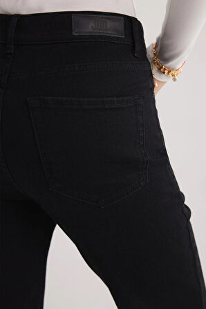 Milan 96 YÜKSEK BEL SİYAH İSPANYOL FLARE BOOTCUT JEANS KADIN