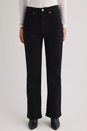 Milan 96 YÜKSEK BEL SİYAH İSPANYOL FLARE BOOTCUT JEANS KADIN