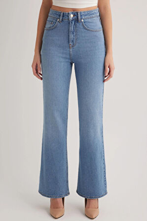 Milan 228 YÜKSEK BEL AÇIK MAVİ İSPANYOL FLARE BOOTCUT JEANS KADIN