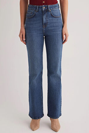 Milan 298 YÜKSEK BEL MAVİ İSPANYOL FLARE BOOTCUT JEANS KADIN