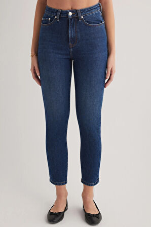 Hilde 499 YÜKSEK BEL MAVİ MOM JEANS KADIN