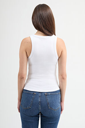 Cuello 82004 Dar Kesim Beyaz Kadın U Yaka Basic Atlet