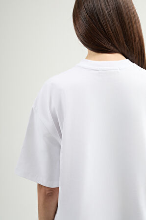 Lucia 82001 Oversize Crop Beyaz Kadın Basic T-Shirt