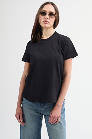Victoria 80001 Regular Fit Siyah Kadın Basic T-Shirt