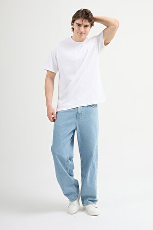 Ricardo 84002 Oversize Beyaz Erkek Basic T-Shirt