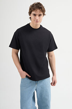 Ricardo 84002 Oversize Siyah Erkek Basic T-Shirt