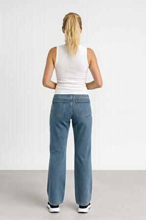 Lopez 1003 Normal Bel Açık Mavi Comfort Straight Jeans Kadın