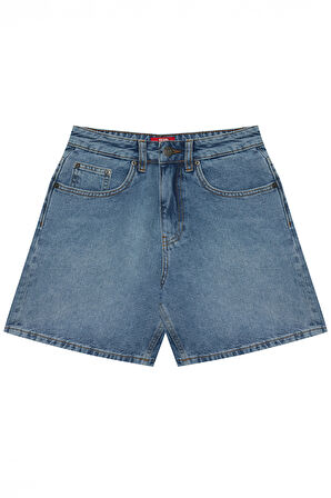 JUD Mona 699 Yüksek Bel Açık Mavi Regular Jeans Şort Kadın