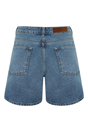 JUD Mona 699 Yüksek Bel Açık Mavi Regular Jeans Şort Kadın