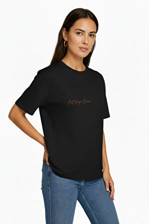 Bianca 80004 Regular Fit Baskılı Siyah Kadın Basic T-Shirt
