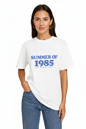 Maria 80006 Regular Fit Baskılı Beyaz Kadın Basic T-Shirt