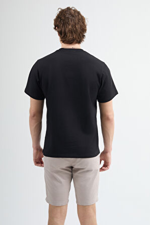 Eduardo 84004 Regular Fit Baskılı Siyah Erkek Basic T-Shirt
