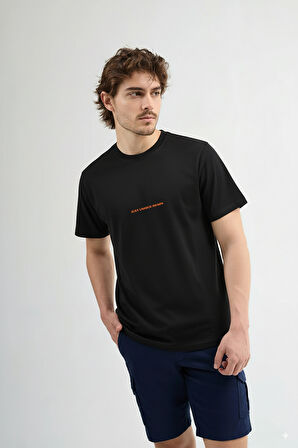 Eduardo 84004 Regular Fit Baskılı Siyah Erkek Basic T-Shirt