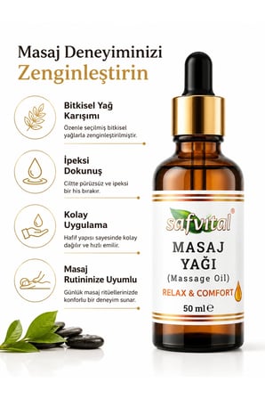 Masaj Yağı Rahatlatıcı Aromatik 50 ml Vücut Bakım ve Gevşeme Destekleyici Profesyonel Formüllü Bakım Yağı