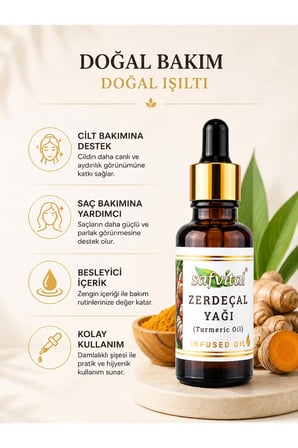 Zerdeçal Yağı 20 ml Cilt Bakım Yağı Bitkisel Bakım Serumu Damlalıklı Amber Cam Şişe Premium Bakım Yağı