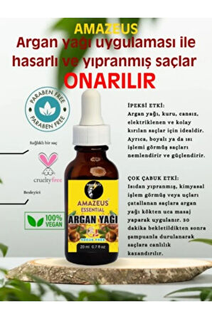 Argan Yağı 2'li (%100 SAF VE DOĞAL-SOĞUK PRES) Besleyici Etki 2x20 ml / 1.4 Fl Oz
